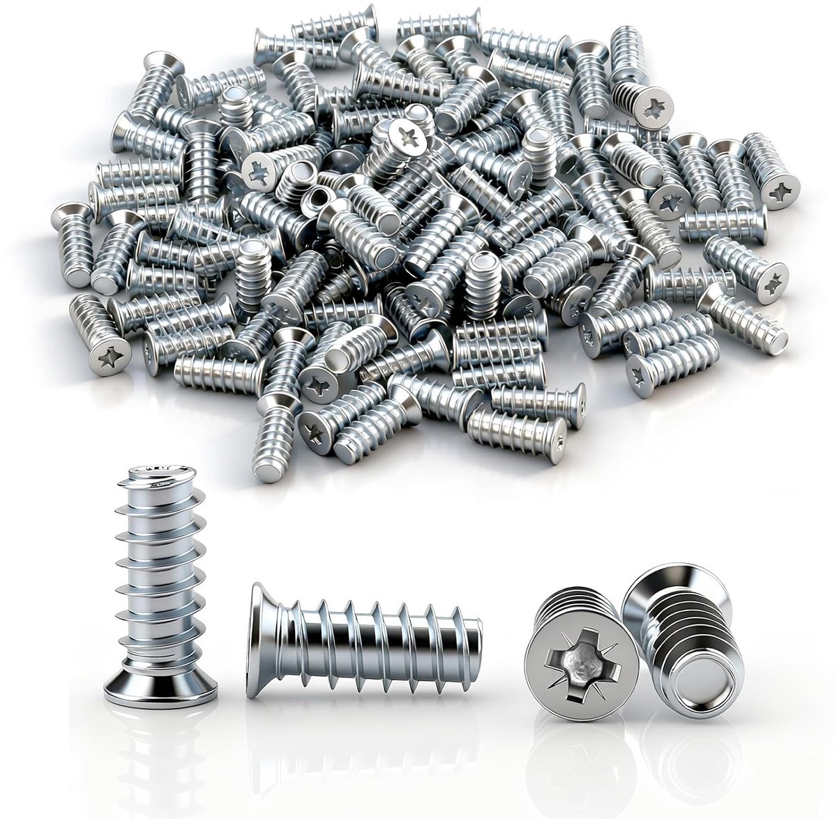 100pcs M6.3 x 13mm Euro Screws Assortment Furniture Screws Countersunk Head - ShopVlot