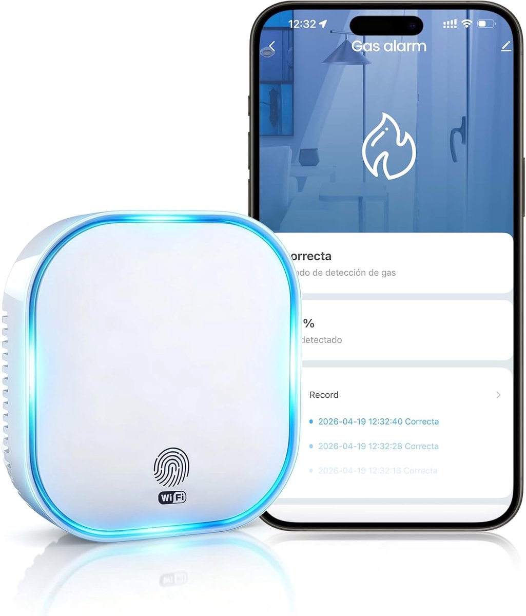SnelShoppen - WiFi Gas Detector voor Thuis - Keuken Alarm met Tuya Smart Compatibiliteit - Lekdetectie voor Aardgas, Methaan, Propaan, Butaan, LPG - G