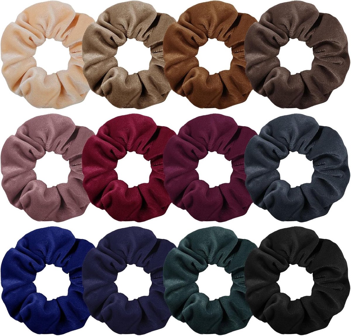 SnelShoppen - Luxe Velvet Scrunchies voor Vrouwen en Meisjes - 12 Stuks Haarbanden - Zachte Elastische Ponytail Houder - Ideaal voor Feest, Dagelijks