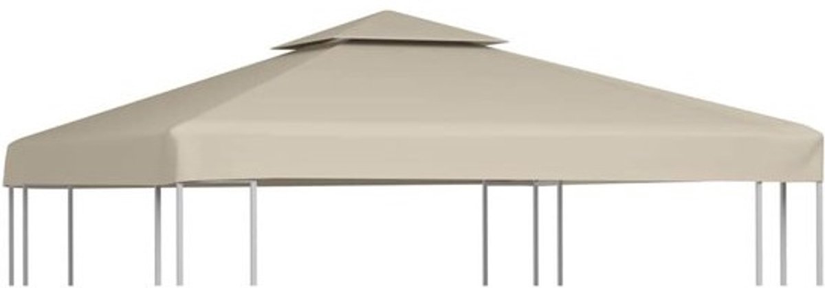 Vervangend gazebodak - 3 x 3 meter - Partytentdakzeil - Dubbel dak - 2-tier - 310 g/m² PVC-gecoat polyester - Waterdicht - UV-bestendig - Beige - Universeel reserveonderdeel