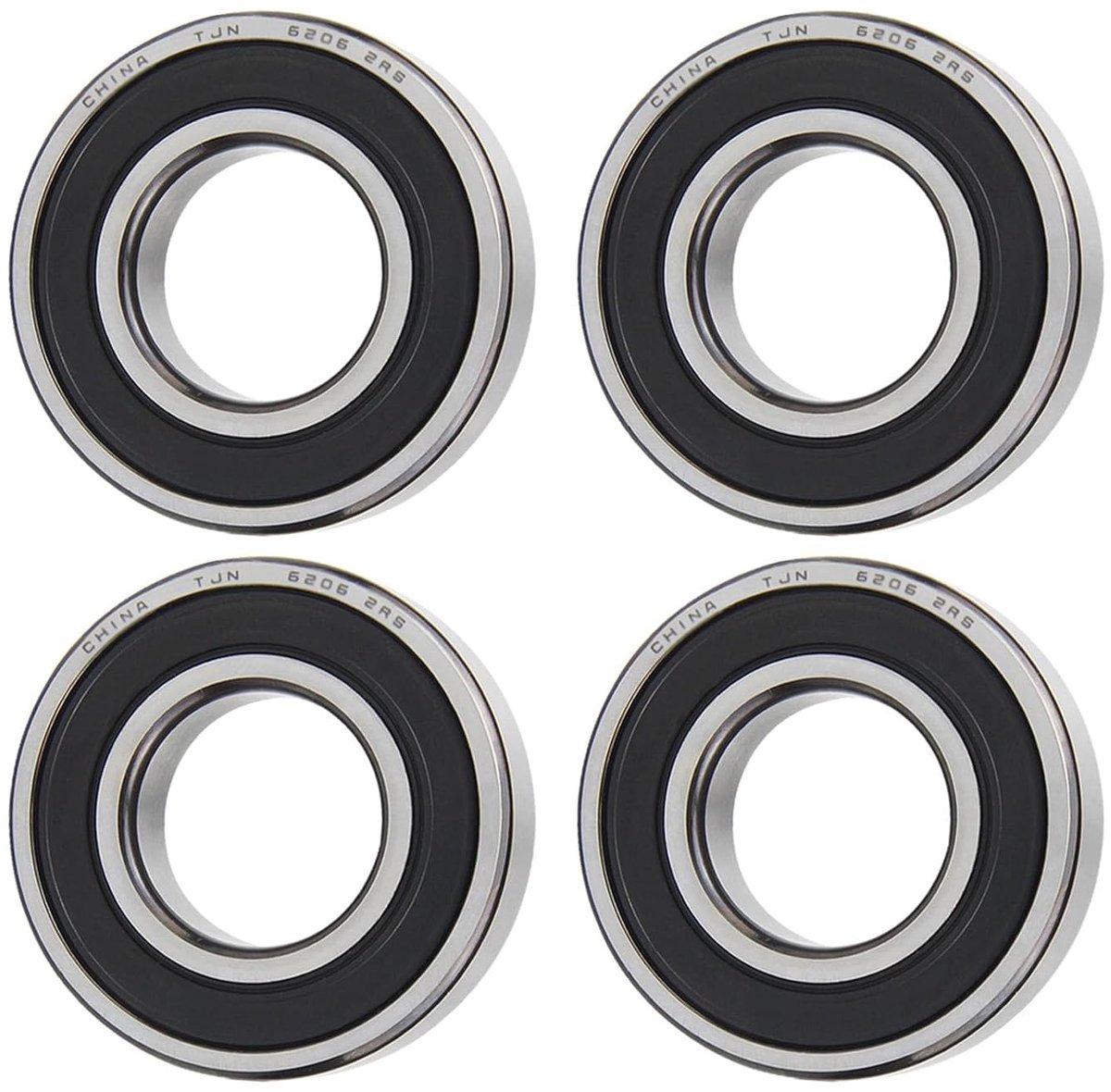 4 stuks 6205-2RS kogellagers, 25 x 52 x 15 mm, groefkogellagers van chroomstaal, dubbel verzegeld, voorgesmeerd, voor - ShopVlot