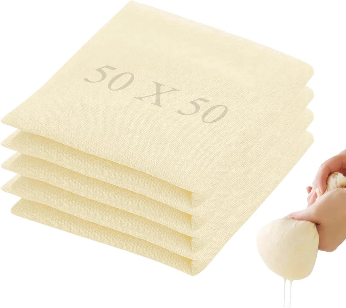 4-delige herbruikbare zeefdoek 50 x 50 cm, beige