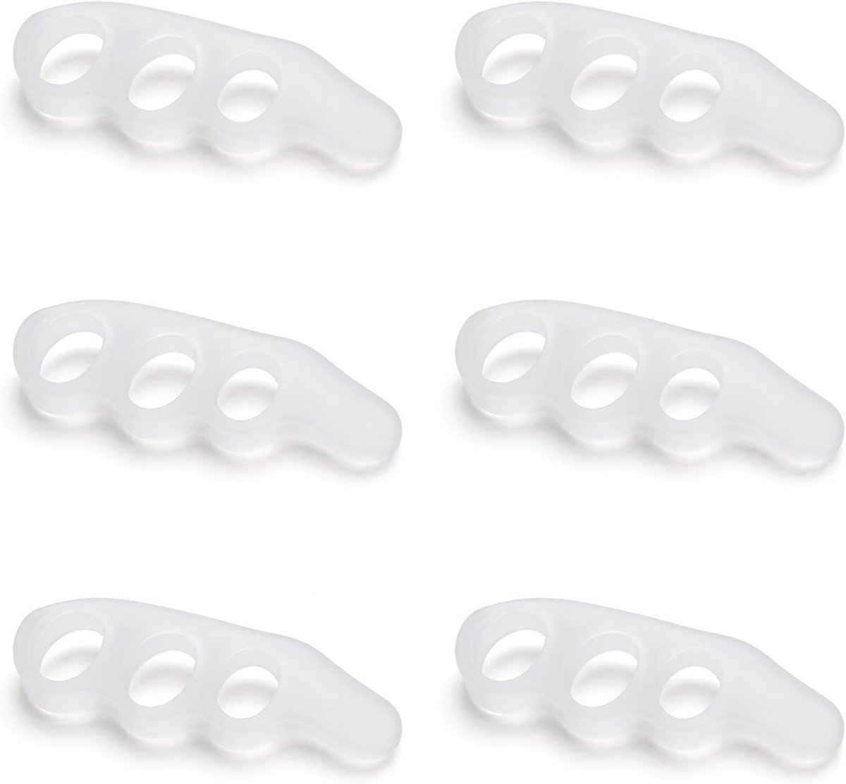 6 stuks teenspreiders van siliconen, teenspreider voor gelaagd, teenspreider en teenspreider en epitact hallux valgus voor mannen en vrouwen (transparant)