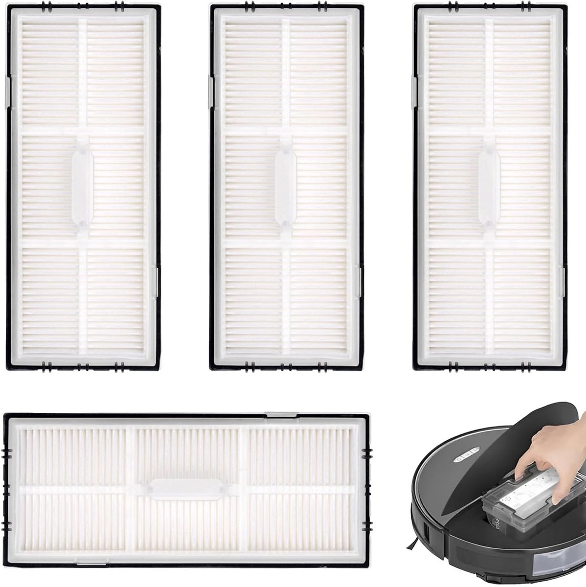 Set van 4 filters, geschikt voor Roborock S7 filter, Roborock S8 filter, Roborock S8, filter Roborock S7, Roborock S8 accessoires, robotstofzuiger, reserveonderdelen