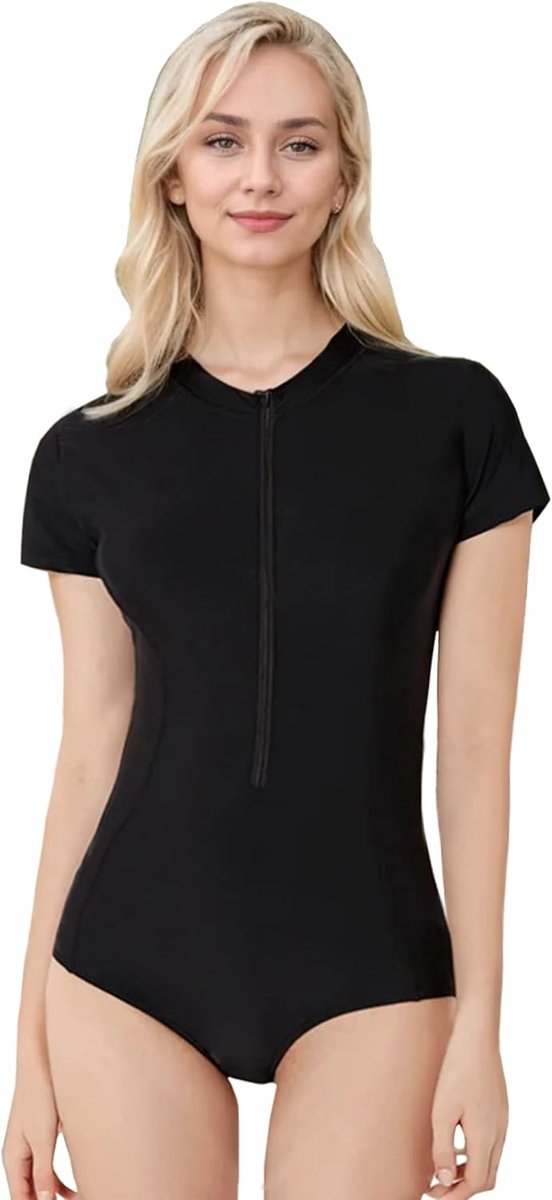 Zwempak voor Vrouwen,Zwemkleding met lange mouwen en rits aan de voorkant