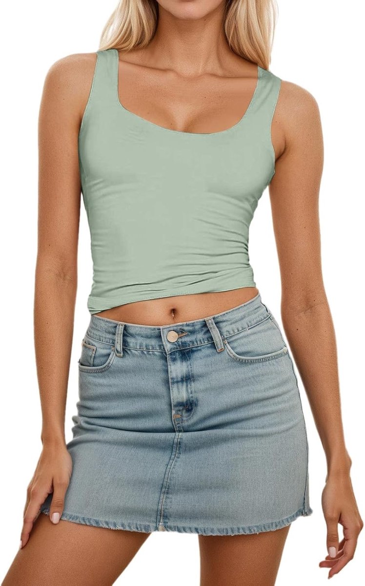 Casual tanktop voor dames, effen, basic, rekbaar, comfortabel, zacht, ademend, meerdere lagen