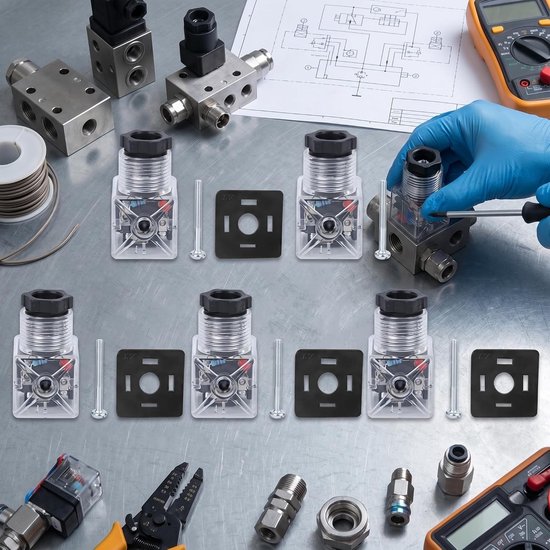 Hydraulische solenoïde spoel plug voor DC24 volt, transparante verbinding voor industriële en commerciële toepassingen, ideaal voor hydraulische systemen en kleppen — afbeelding 3