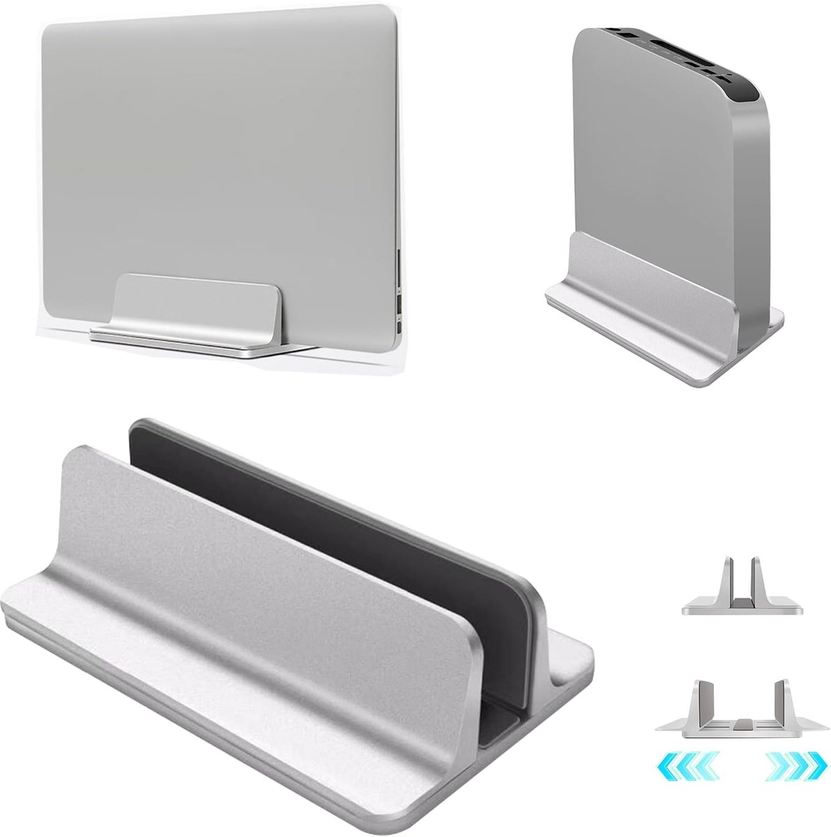 Laptopstandaard, aluminium verstelbare notebookstandaard, verstelbare dockgrootte (tot 43,94 cm) voor MacBook Pro/Air, en andere, zilver