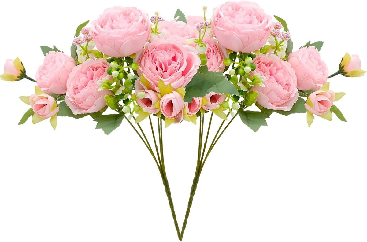 Kunstbloemen als echte decoratie, kunstbloemen voor bruiloft, thuis, tafelfeest, raamdecoratie (roze)