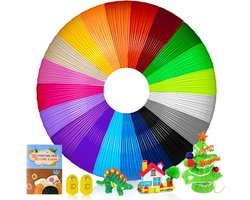 3D-penfilament PLA, 20 kleuren, elk 10 m - 3D-penfilament 1,75 mm met sjabloonset voor kinderen en volwassenen, 3D-penaccessoires filament met sjablonen voor ODRVM, Tecboss, Lovebay