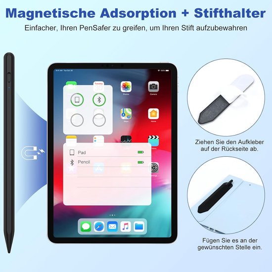 Stylus Pen Android tablet, KBCASE pen voor tablet, compatibel met Samsung/iPhone/Lenovo/Xiaomi/Huawei/Android touchscreen, stylus potlood met 3 punten — afbeelding 4