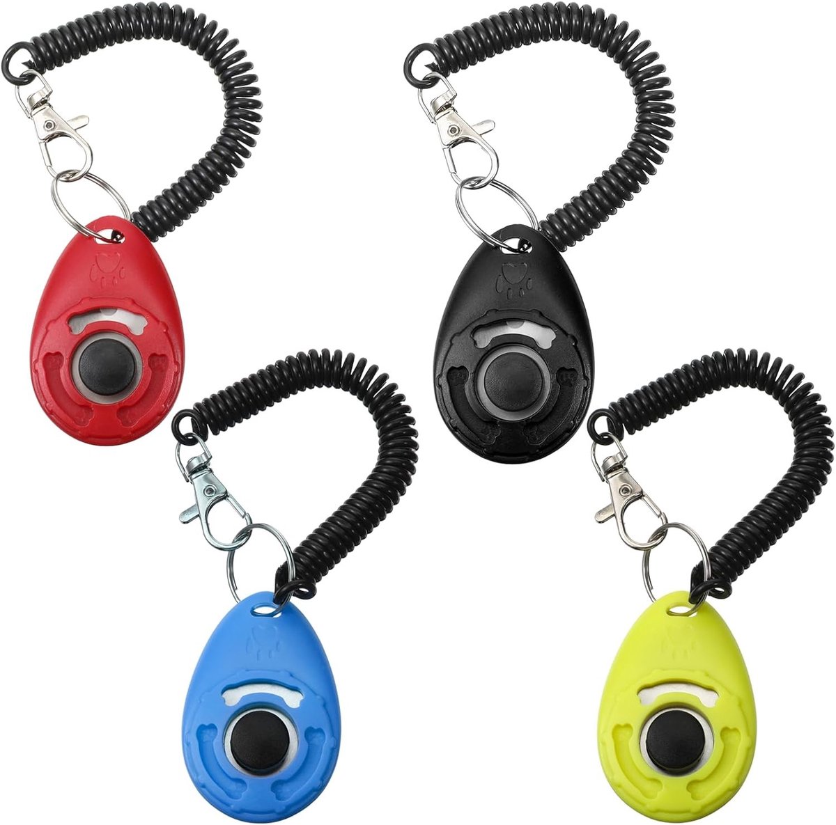 4 Stuks Clicker Training voor Honden en Katten met Grote Knop - Effectieve Trainingshulpmiddelen voor Dieren