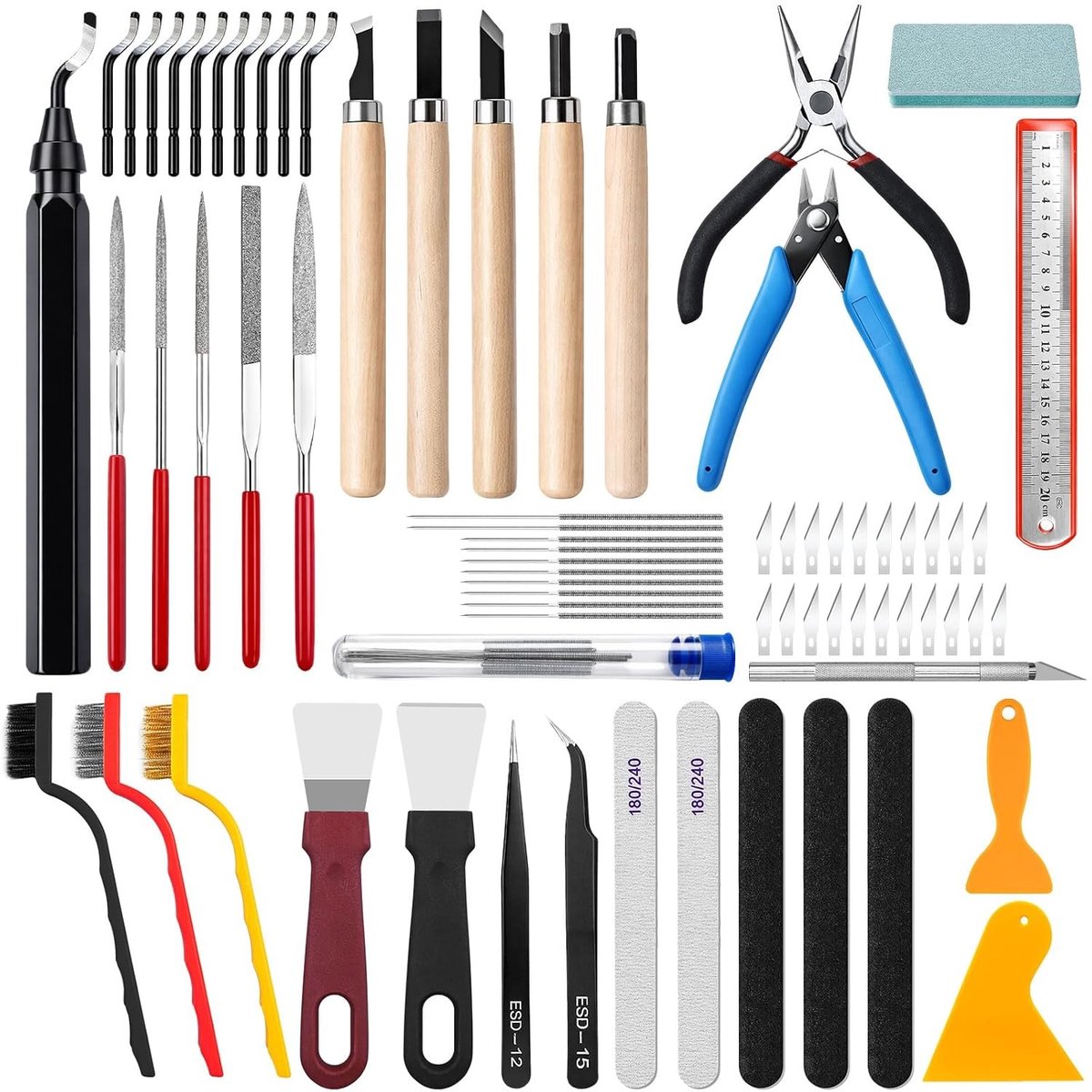 Professionele 3D Printer Accessoires Set met 71 Onderdelen voor Schoonmaken, Polijsten en Nabewerking van Hars