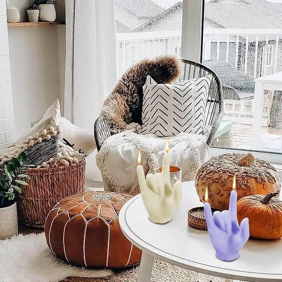 Kaarsvorm van siliconen, met 50 stuks kaarsenlonten, 3D gebarenvorm, doe-het-zelf kaarsen, handgemaakte sojawas voor Kerstmis, Halloween, Thanksgiving Deco, Love U — afbeelding 3