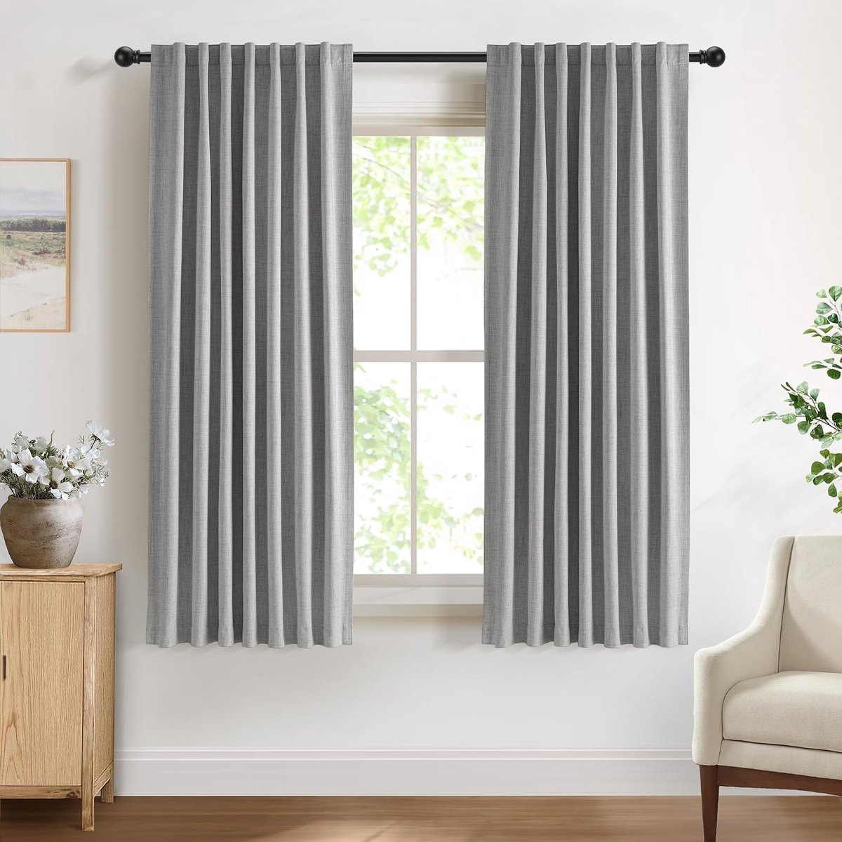100% verduisteringsgordijn, set van 2, H 160 x B 140 cm, grijs