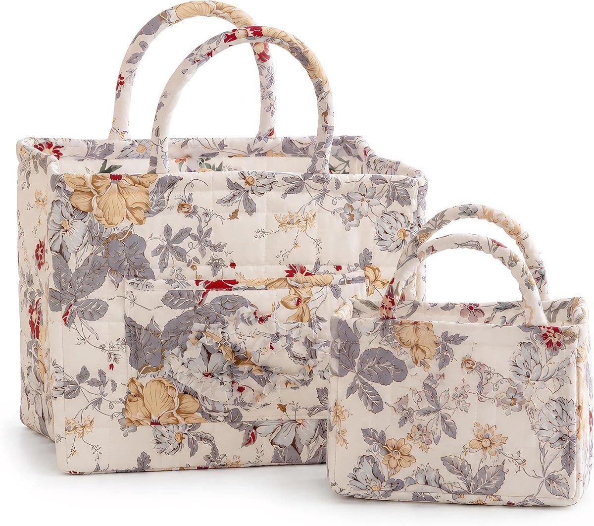 2 Pack Bloemen Opbergmanden met Handgrepen 23L & 3.3L Grote Capaciteit Opvouwbare Opbergmand Leuke Home Decor