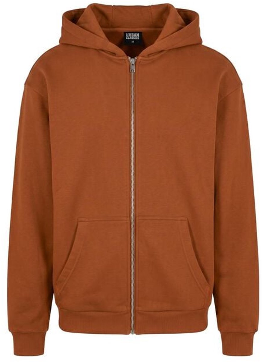 Urban Classics Fluffy Zip Hoodie Heren Vest met capuchon – L Roest