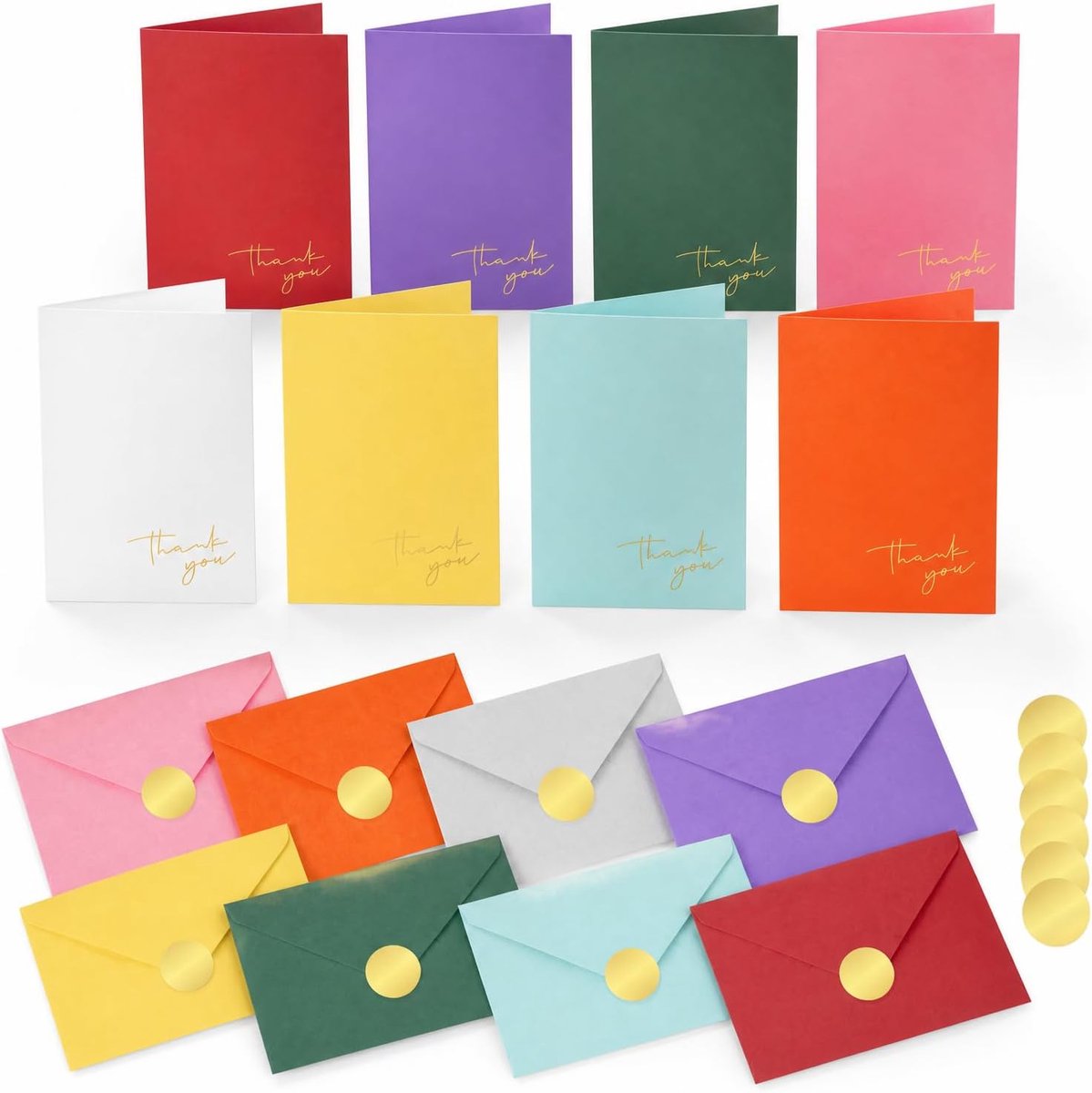 32 stuks bedankkaarten met zelfklevende stickers, bedankkaarten voor bruiloft, vormsel, jeugdfeest, bedankkaarten met envelop voor verjaardag en gouden bruiloft