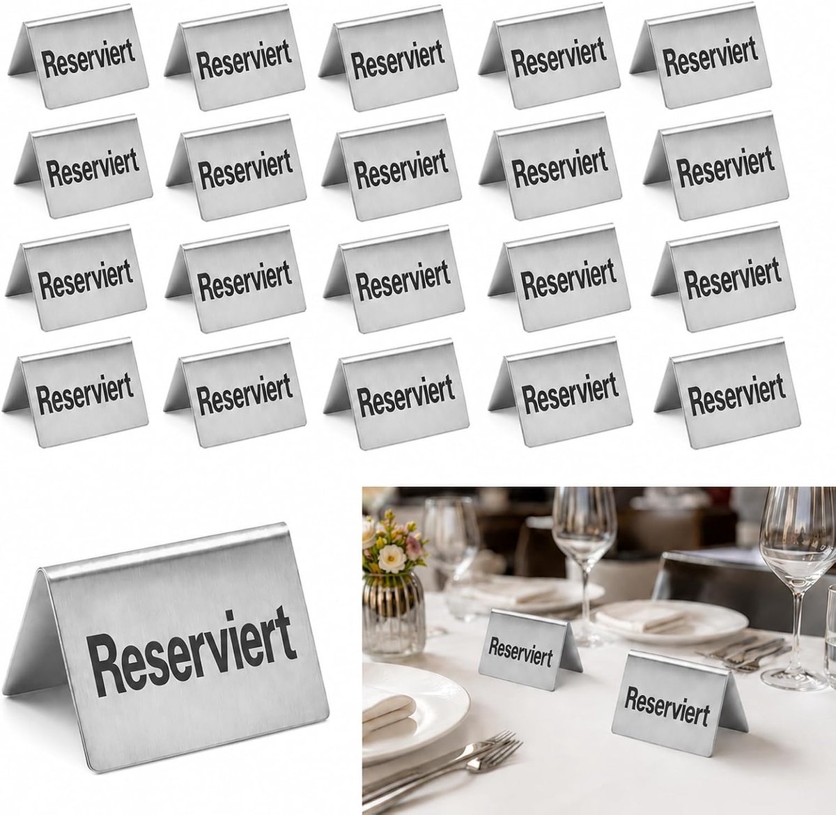 Borden gastronomie 20 stuks roestvrij staal tafelstandaard