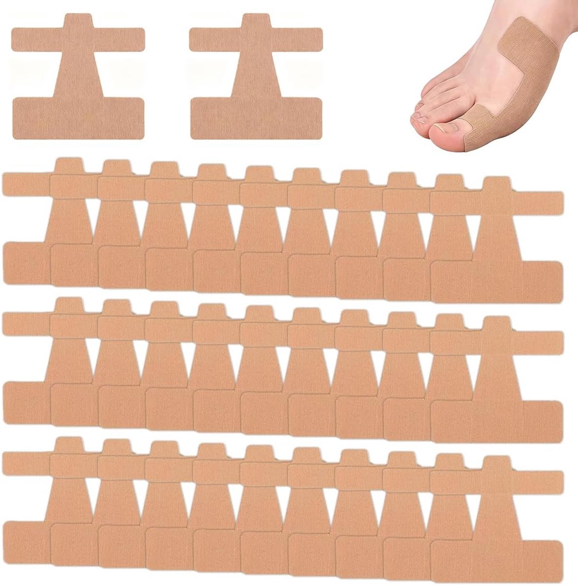 30 beige verbanden voor hallux valgus, vooringekorte verbanden voor de spieren van hallux valgus, verlichten de pijn van de grote teen