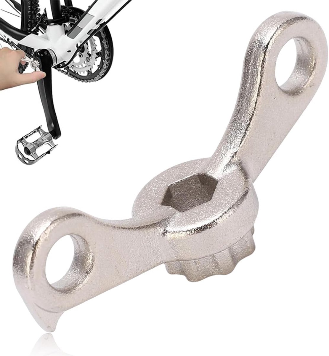 Pedivella Bici, Strumento 2-In-1 Cromato Per Shimano Hollowtech Ii, Permette Montaggio E Smontaggio Rapidi, Con Gancio Per Rimozione Facile