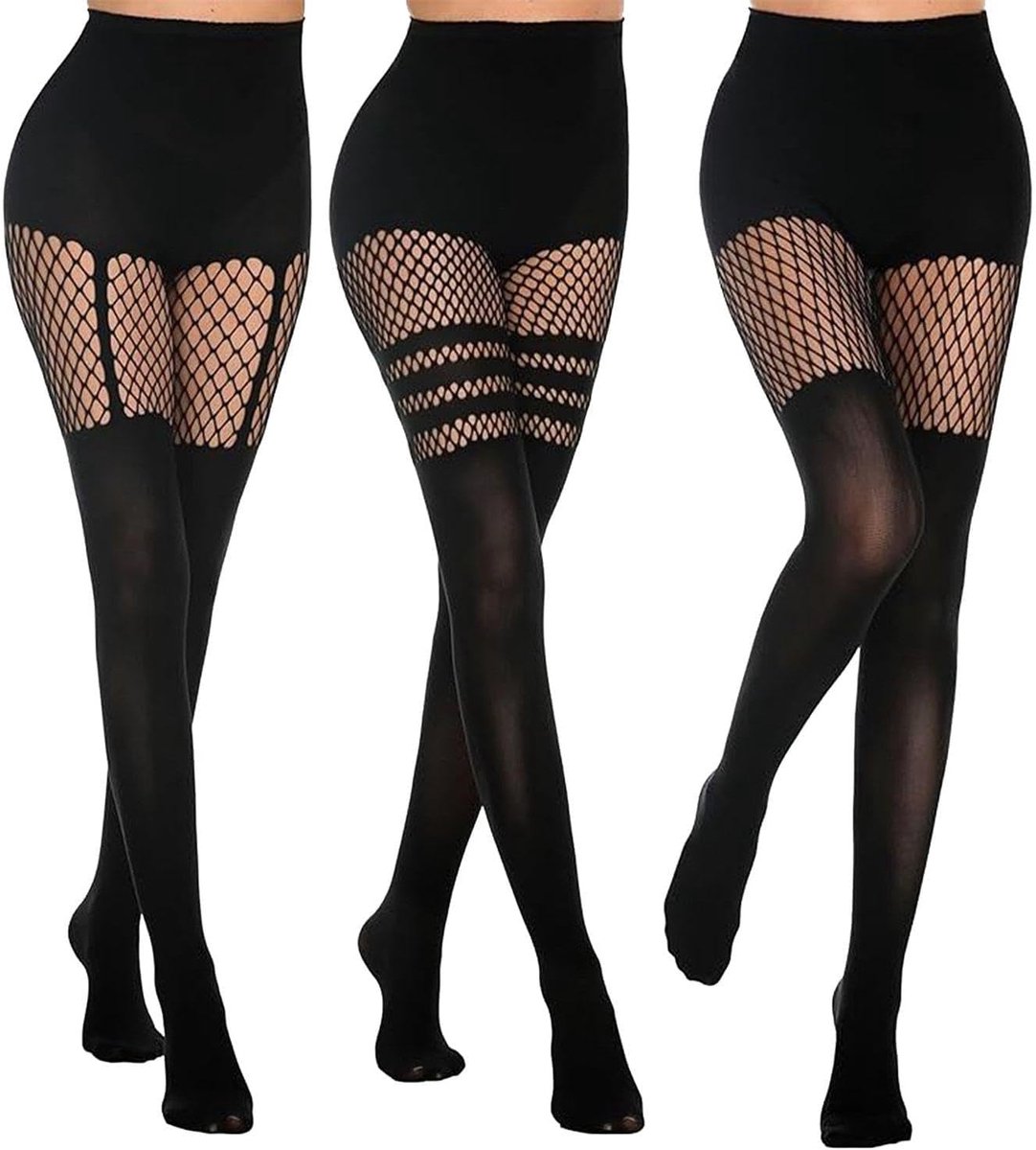 3 Pieces Women Stockings Sexy Hollow Stockings Simple and Versatile Stockings Clothing Accessories.,Black,M - ShopVlot