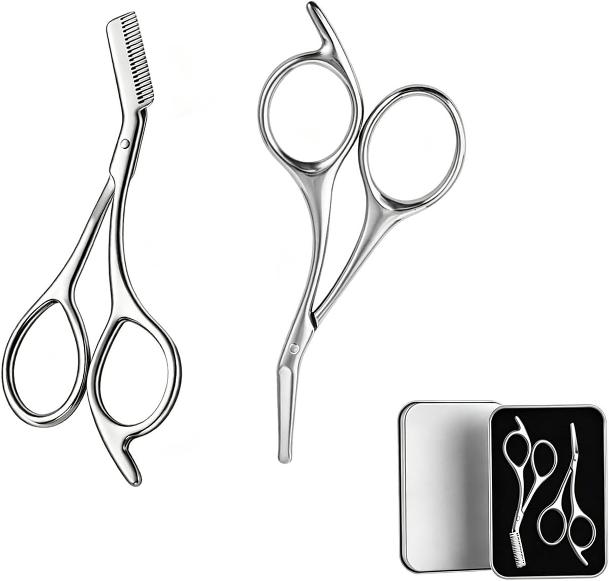 Wenkbrauwschaar, wenkbrauwschaar met kammen, met neushaartrimmer, veiligheidsdesign, ergonomische handgreep, voor het - ShopVlot