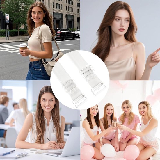 Onzichtbare en transparante bh-harnasjes, antislip vervangende harnasjes voor strapless bh's en diverse kledingstukken, ideaal voor een perfecte pasvorm — afbeelding 3