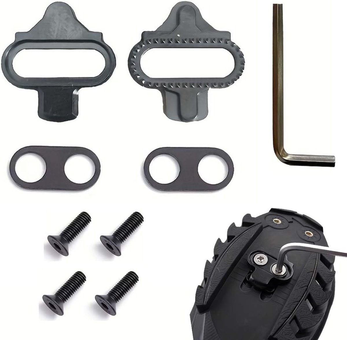 2 stuks SPD-nylon fietspedaalspikes met schroeven en afstandhouders, demping en weerstand, voor MTB, spinning, straat - ShopVlot