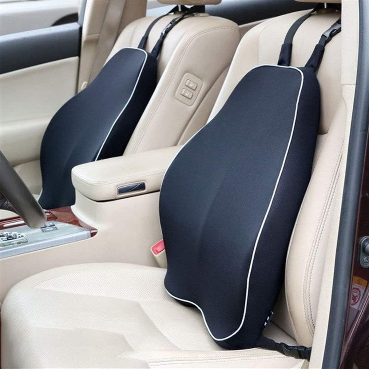 Car Seat Cushion Lumbar Pillow Memory Foam High Back Cushion Support for Office Chair Ergonomic Comfort Seat Body - ShopVlot
