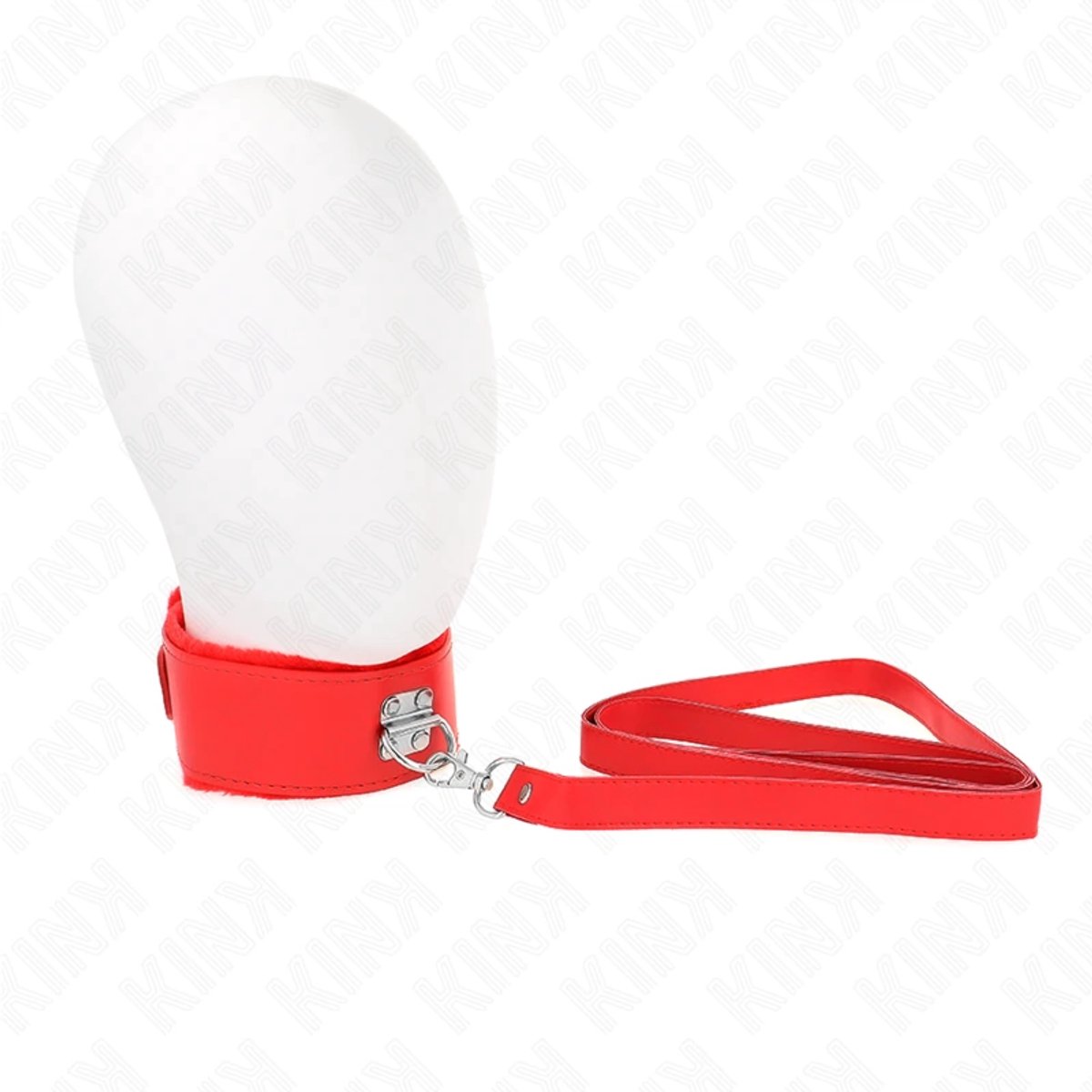 Halsband met Leash Rood met Zilveren Studs