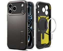 Spigen Tough Armor T MagFit - Hoesje Geschikt voor Apple iPhone 18 Pro / 17 Pro - Compatibel met MagSafe / Qi2 - Back Cover met Standaard - Gunmetal