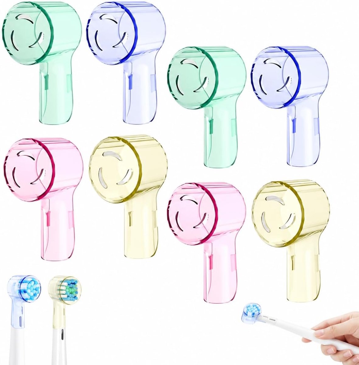 Set van 8 stuks – hygiënische opzetborstel beschermkapjes – universele elektrische tandenborstel kop bescherming – reis- en thuisgebruik – kleurrijke herbruikbare covers