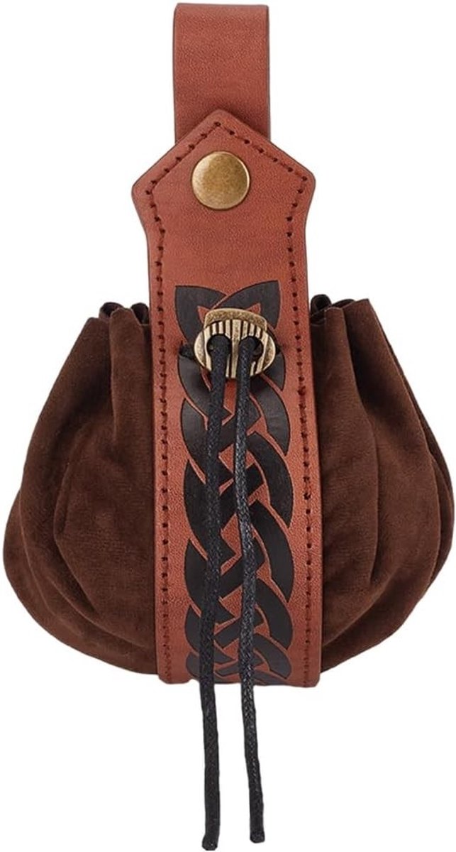 Riemtas van PU-leer met Wafelpatroon in Middeleeuwse Renaissance Stijl - Retro Viking en Piraten Design voor Mannen en Vrouwen, Ideaal voor Avonturen en Festivals