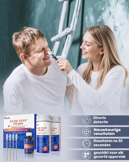 Lead Test Kit voor Thuisgebruik - 60 Stuks Snelle Teststaven met Reagent, Resultaat in 30 Seconden voor Oppervlakken, Tafelgerei en Speelgoed — afbeelding 3