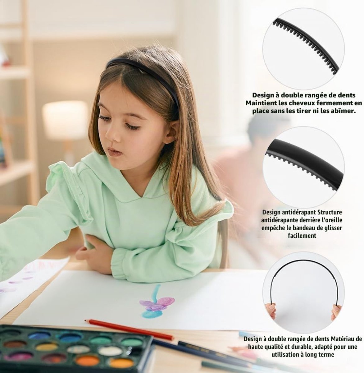 6-delige set bestaande uit plastic haarbanden, haarbanden Geschikt voor kamGeschikt voorjes, zwarte gezichtsreiniger en haarclips Geschikt voor tandjes Geschikt voor mondkapjes.