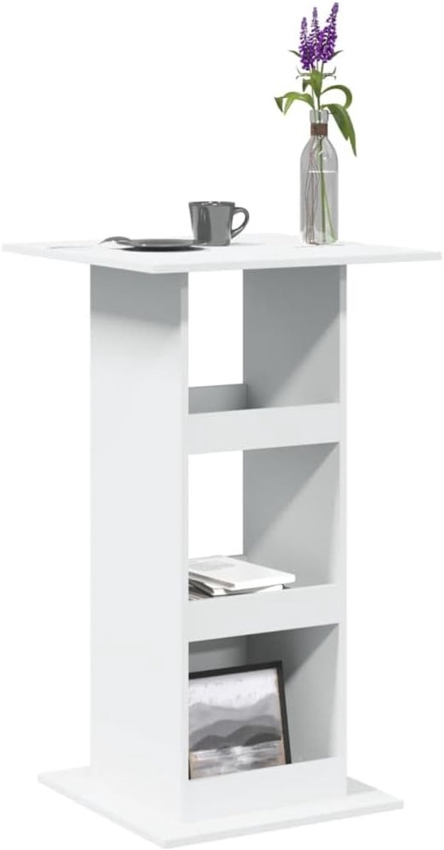 Bartafel met planken, wit, eetkamermeubel, tafel voor woonkamer, 60 x 60 x 102 cm, houtmateriaal