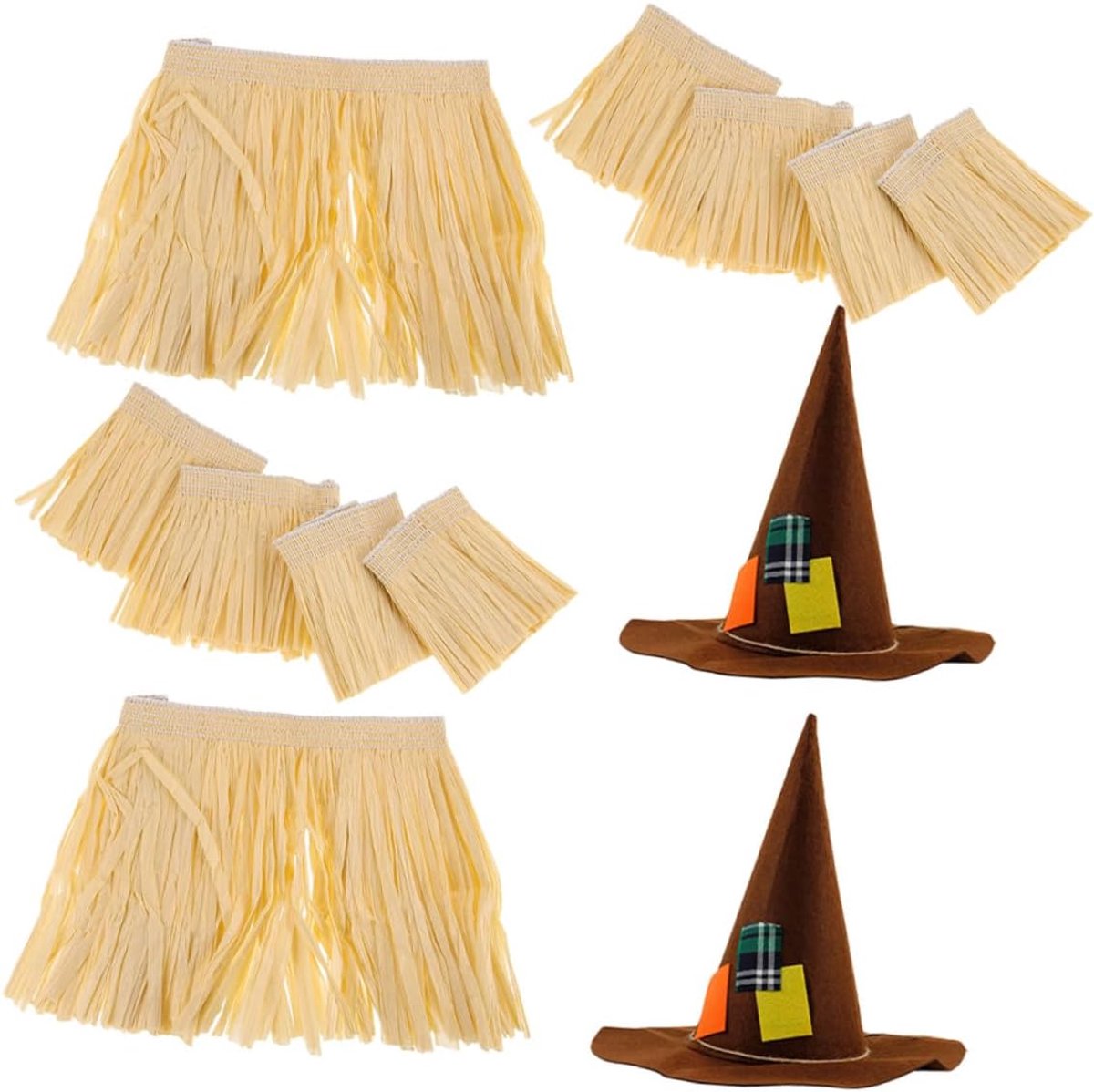 2 Sets Grasrokpak Hawaiiaans Feestkostuum Prachtige Hawaiiaanse Kostuums Hawaiiaanse Strandaccessoires Luau-Outfit Tropische Raffia-Sieraden Hawaiiaans Cosplay -Geweven