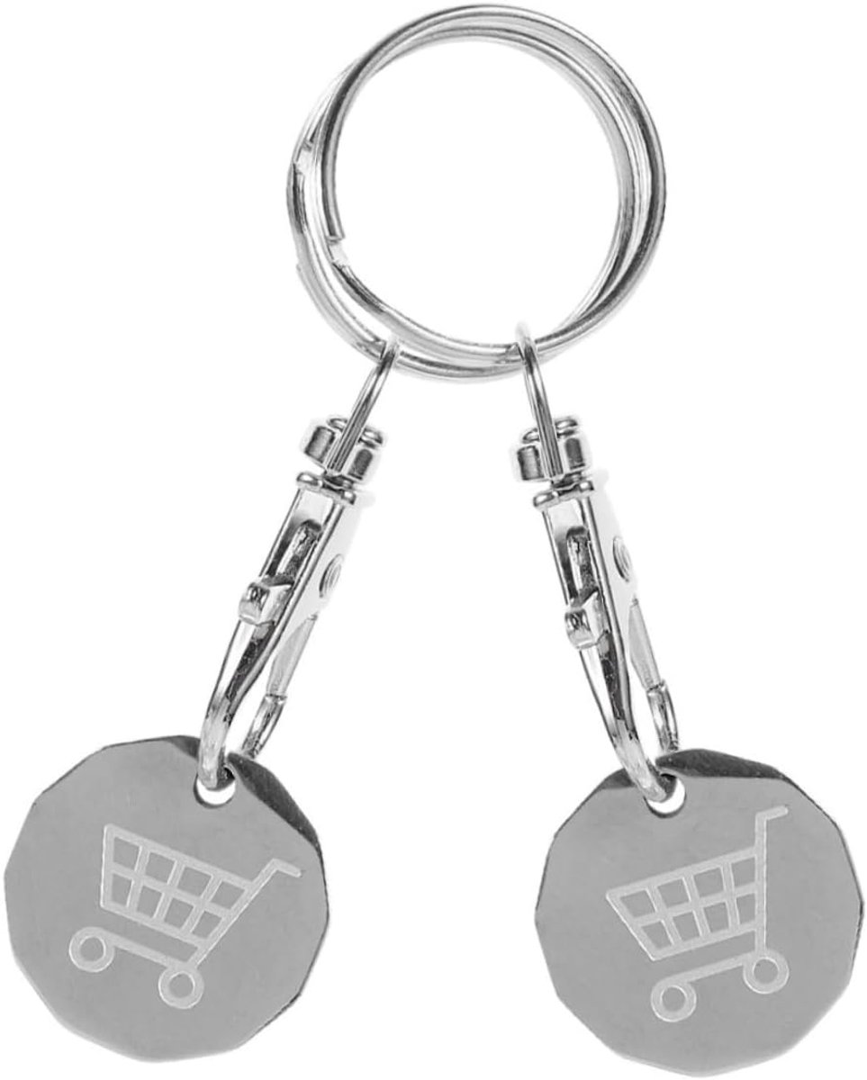 2stuks Rvs Winkelwagentoken Sleutelhanger Handige Duurzame Sleutelhanger Voor Supermarkten Thuisgebruik Efficiënt Winkelen Zonder Ruimtebesparend Ontwerp