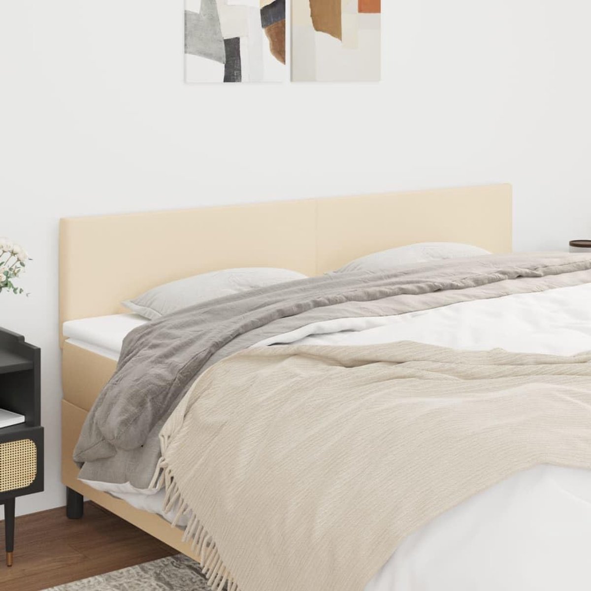 Hoofdborden, 2 stuks, crème, 90 x 5 x 78/88 cm, stoffen hoofdeinde voor de slaapkamer, hotel, hoofdeinde, werkkamer, voor slaapkamer, tweede slaapkamer, hotel
