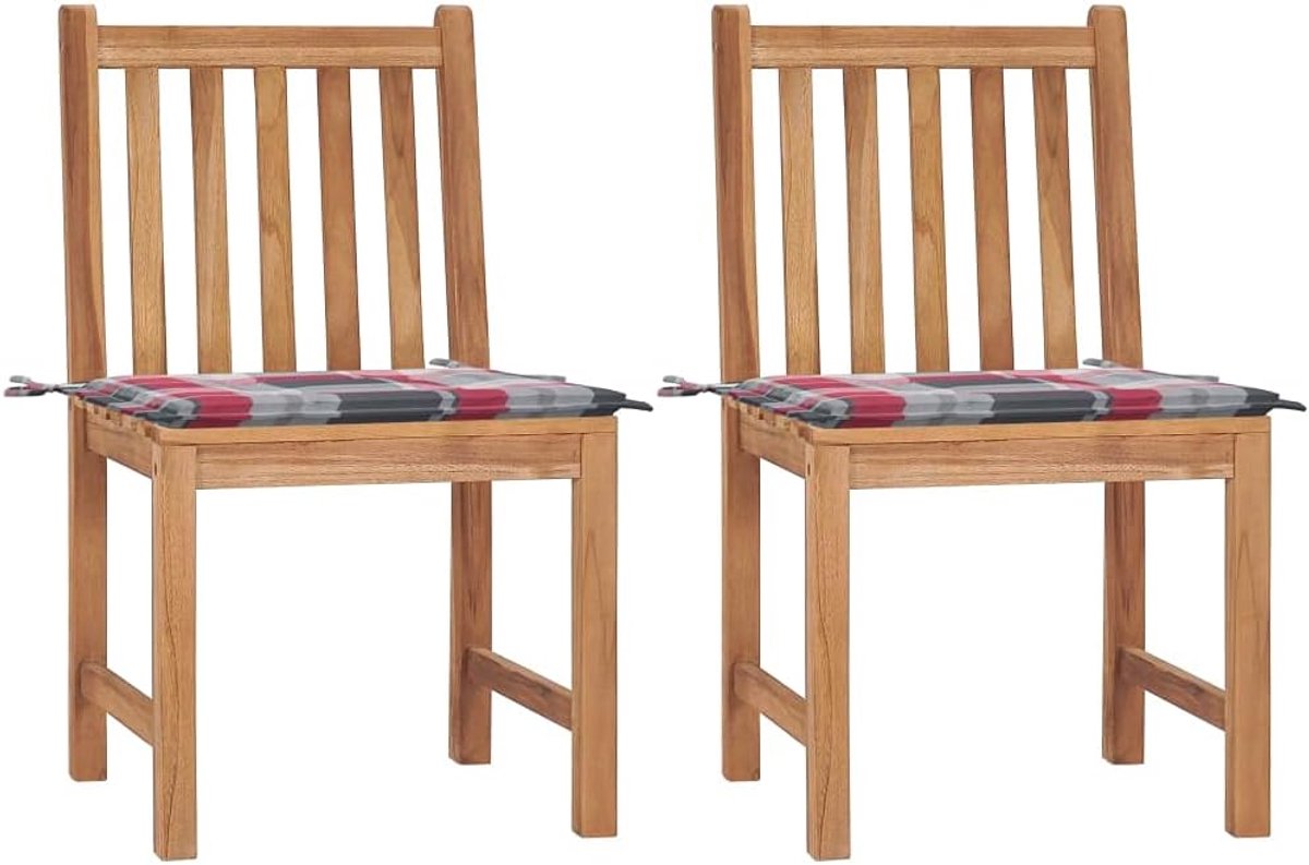 2 stuks, met kussen, massief hout, teak, terrasmeubels, outdoorstoelen voor zwembaden