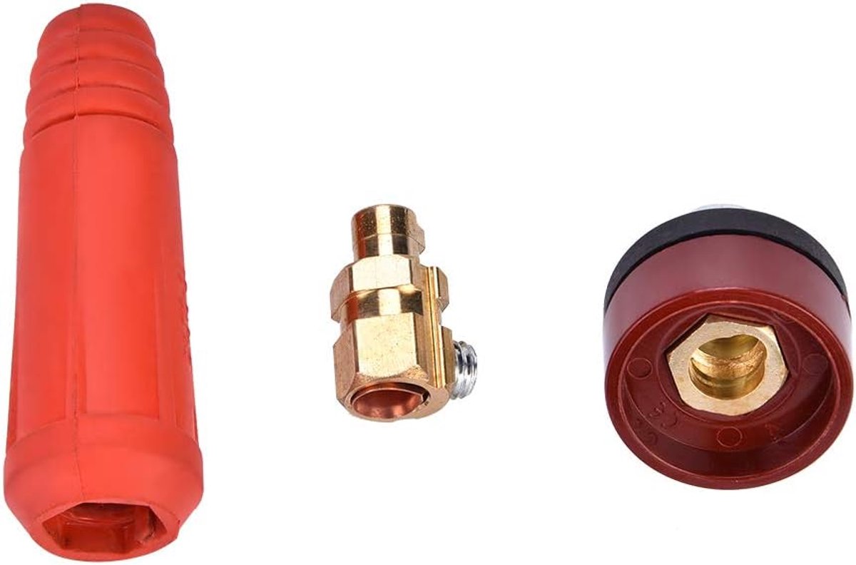 1 Pcs DKJ Serie Laskabel Connector Europese Stijl Laskabel Snelle Connector Koper + Rubber Quick Fitting Adapter voor Lasmachine(DKJ10-25 red)
