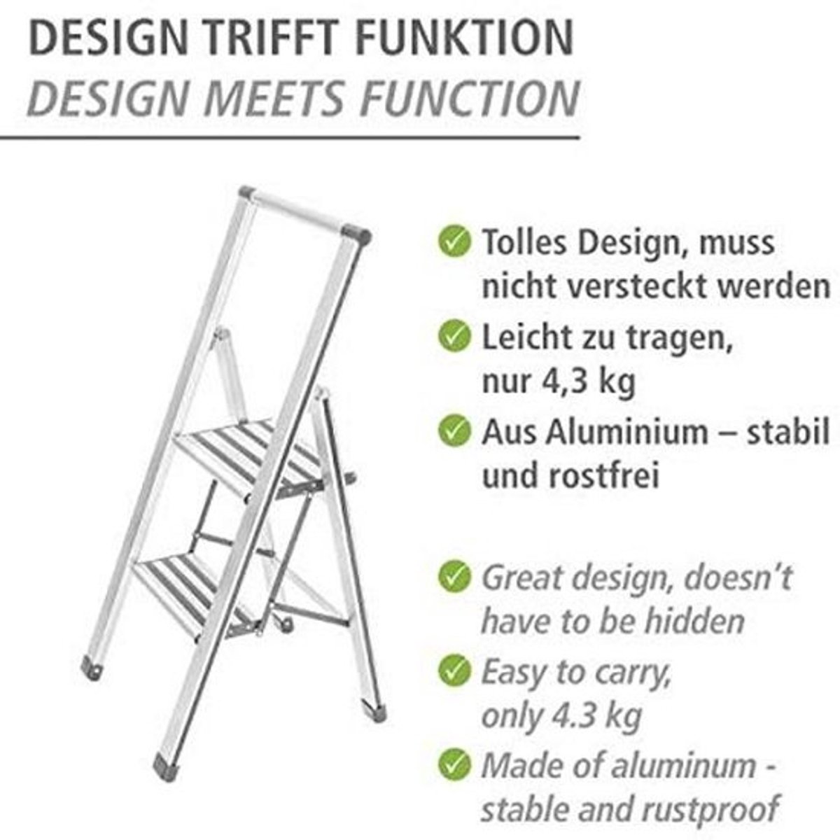 Aluminiumtrap - 2 treden met antislip-XXL-treden voor veiligheid