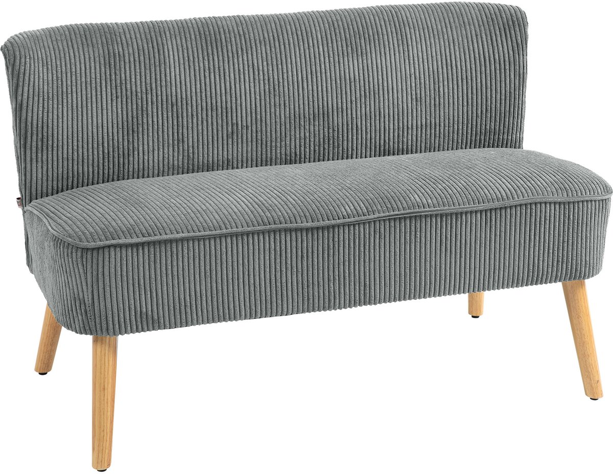 Homona 2-zitsbank - Met gestoffeerde rugleuning - 117 x 56,5 x 77 cm - Grijs