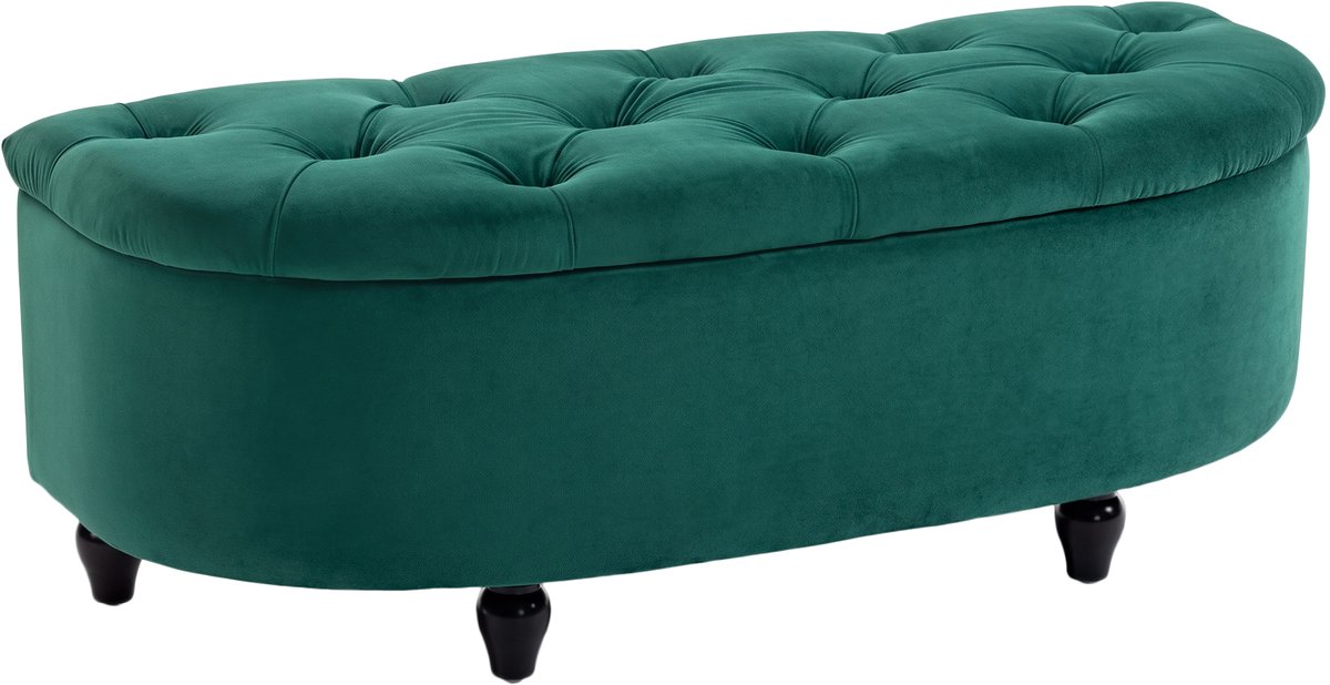 Homona Opbergbank - Met opbergruimte en hydraulische deksel - 118 x 45 x 45 cm - Donkergroen