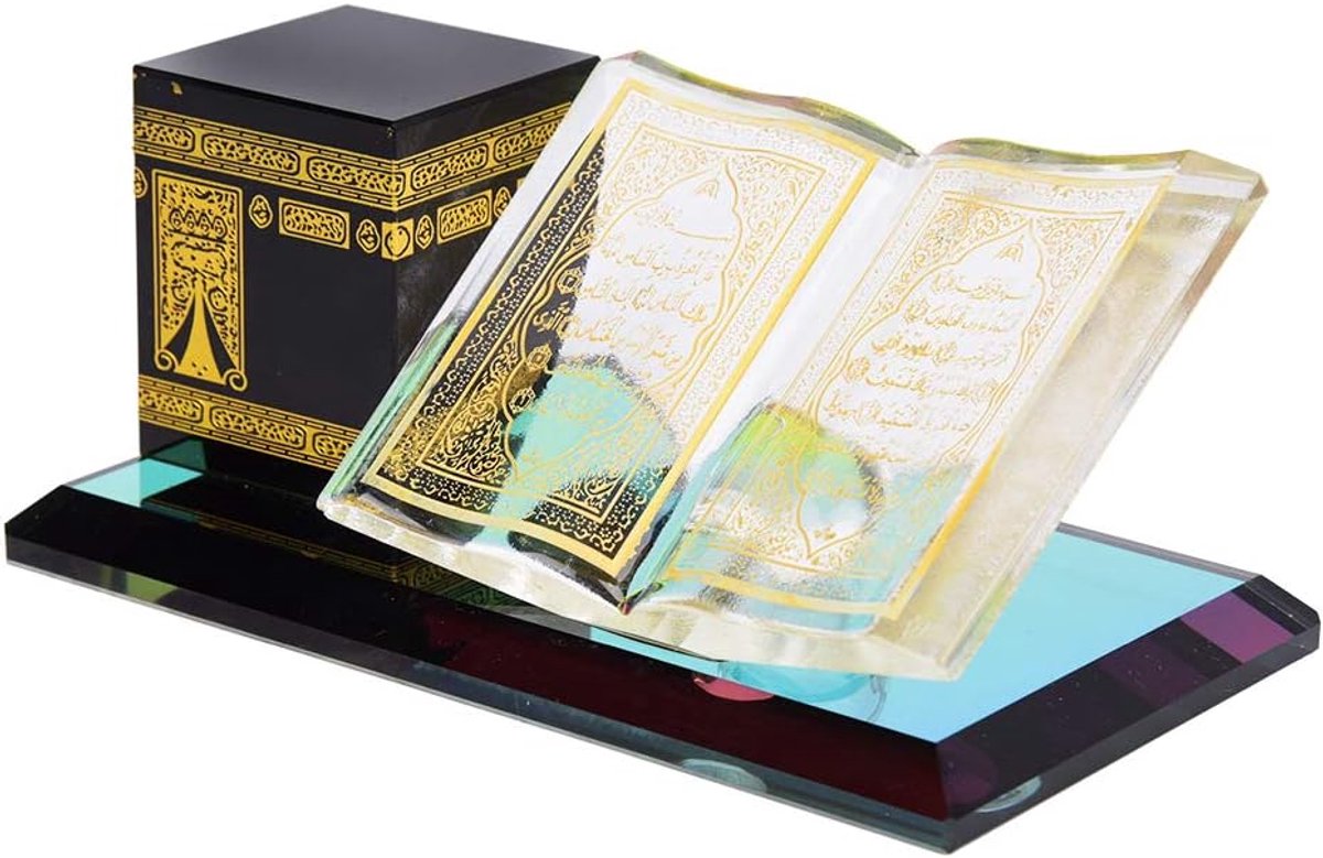 Moslim Ambachten Model, Moslim Kristal Verguld Caaba 2 Stuks Model Islamitisch Gebouw Handwerk Souvenirs Auto Ornament