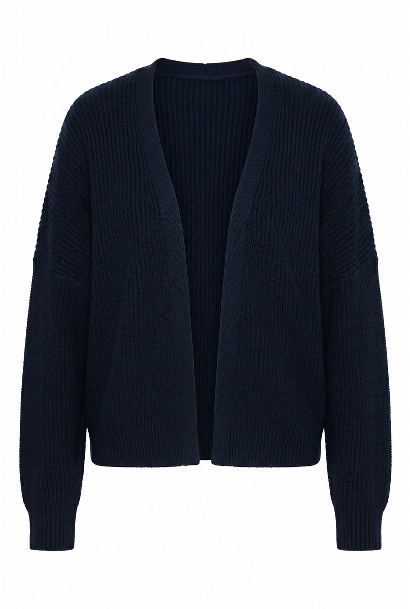 Ulla Popken - Dames - Vest zonder sluiting lange mouwen - Marine - Maat 46+