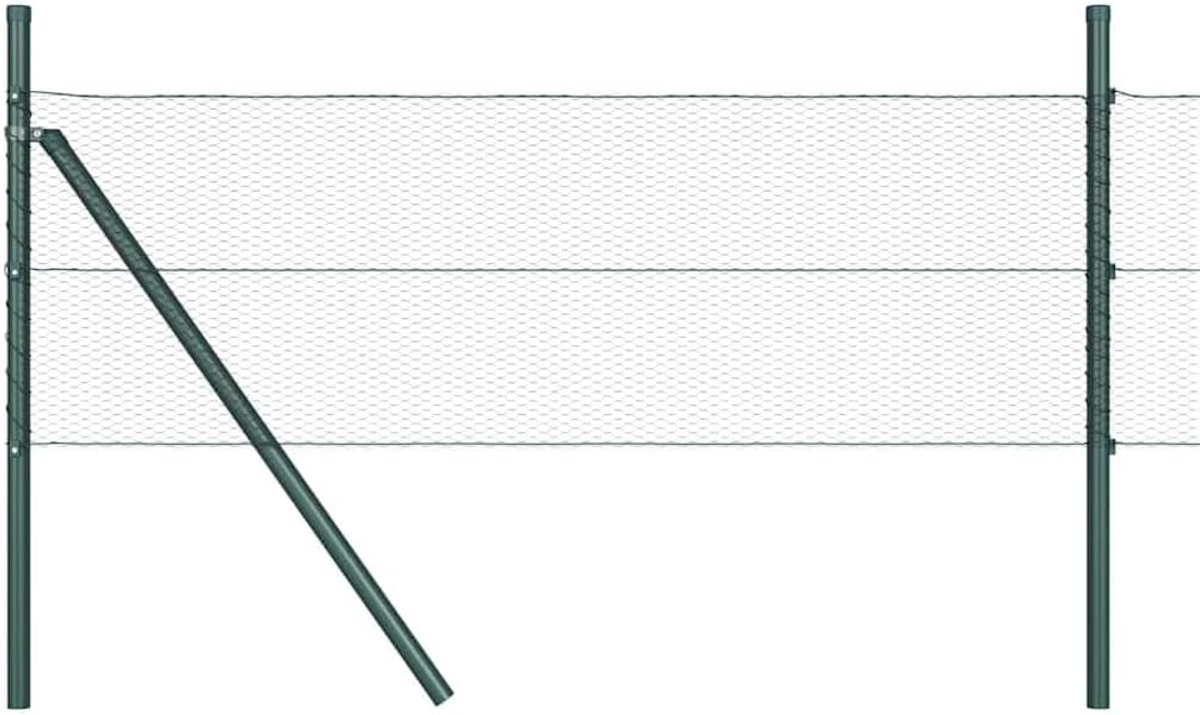 Palen, set van 4 stuks, metalen hekpalen 100 cm, stalen hekpalen grijs, 100 x 0,5 m met 13 mm net, weerbestendige palen voor tuin en terras