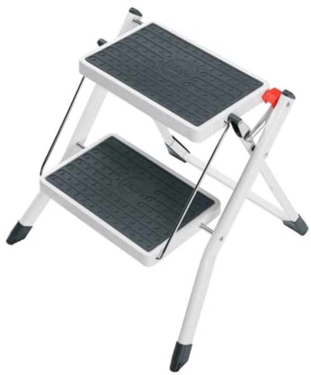 Mini-trapladder - staal - Antislip - tot 150 kg - met klapbeveiliging en draaggreep