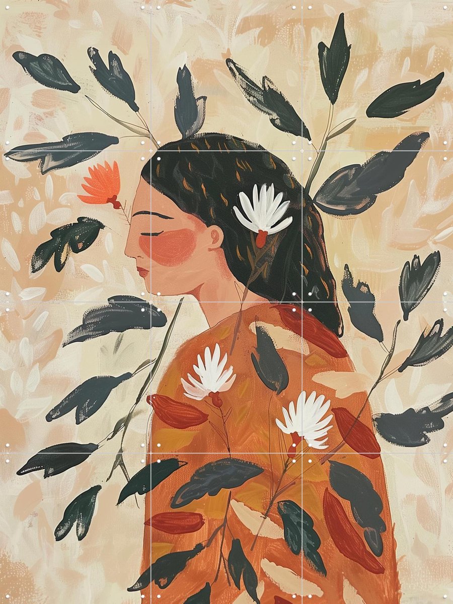 IXXI When Her Thoughts Took Root, Branka Kodžoman - 60 x 80 cm - Gratis ophangtool - Grote wanddecoratie en posters - Schilderijen, Slaapkamer, Gang